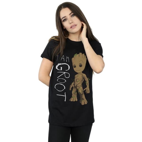 Guardians Of The Galaxy Womens/Ladies I Am Groot Scribble Boyfriend T-Shirt