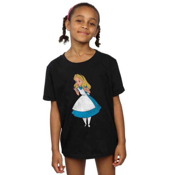 Alice In Wonderland Girls Classic Cotton T-Shirt Black 12-13 Years