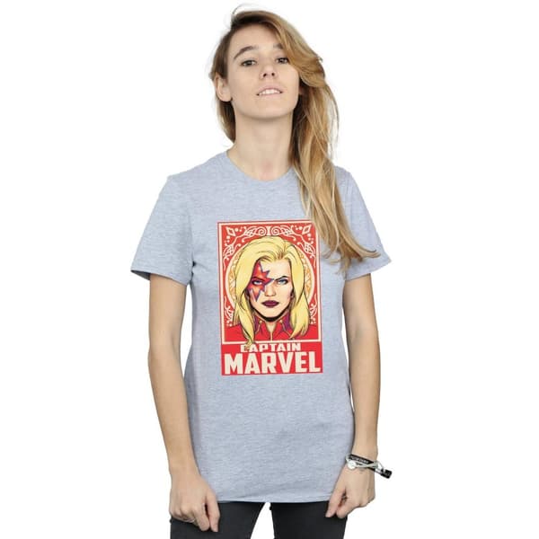 Captain Marvel Womens/Ladies Ornament Boyfriend T-Shirt
