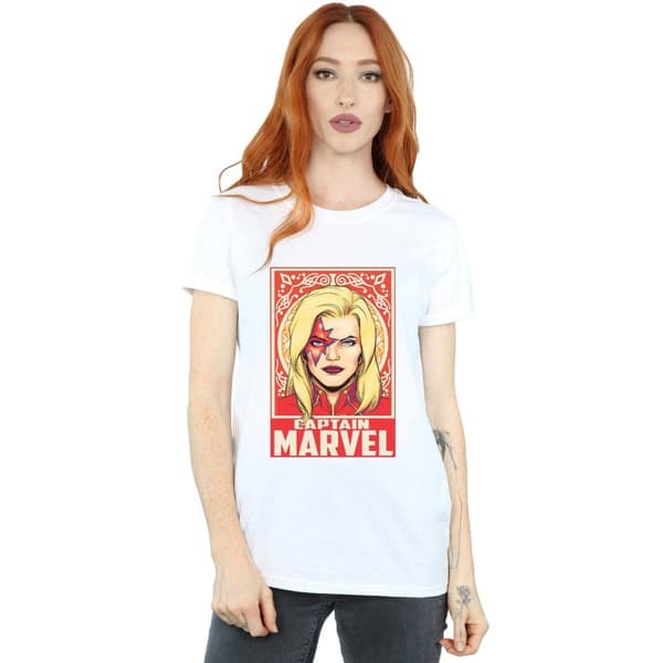 Captain Marvel Womens/Ladies Ornament Boyfriend T-Shirt