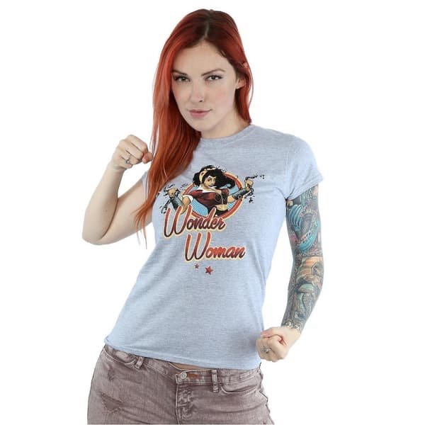 Wonder Woman Womens/Ladies Bombshells Badge Heather T-Shirt