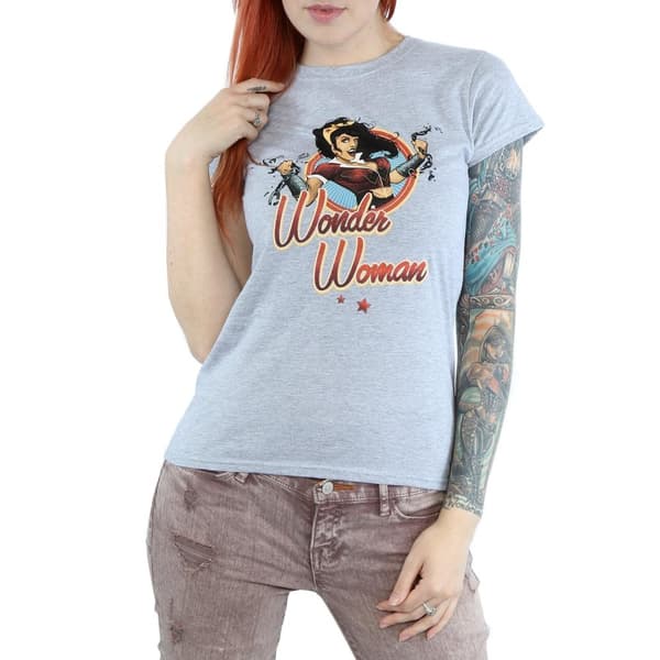 Wonder Woman Womens/Ladies Bombshells Badge Heather T-Shirt