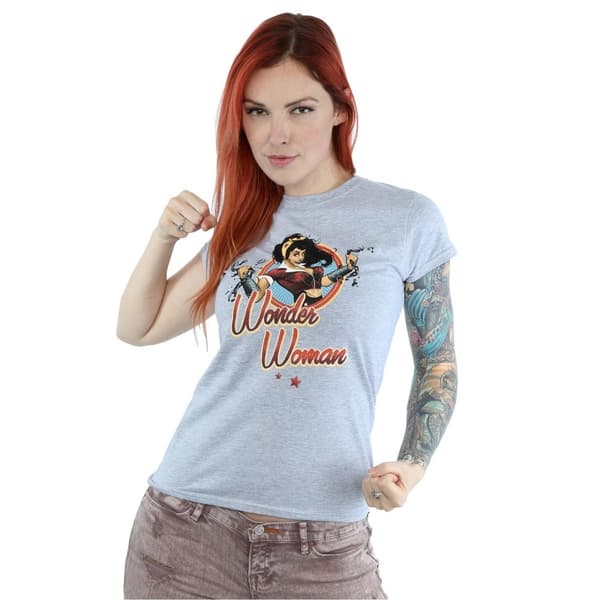 Wonder Woman Womens/Ladies Bombshells Badge Heather T-Shirt