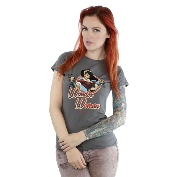 Wonder Woman Womens/Ladies Bombshells Badge Heather T-Shirt