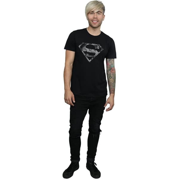 Superman Marble - T-shirt med logotyp i bomull för herrar