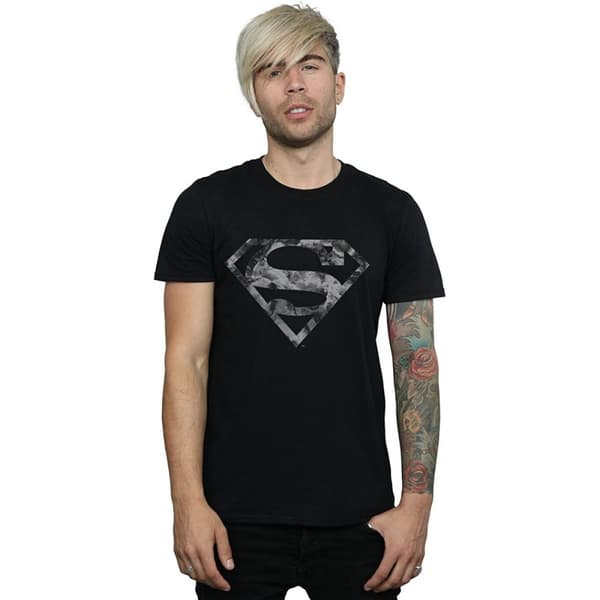 Superman Marble - T-shirt med logotyp i bomull för herrar
