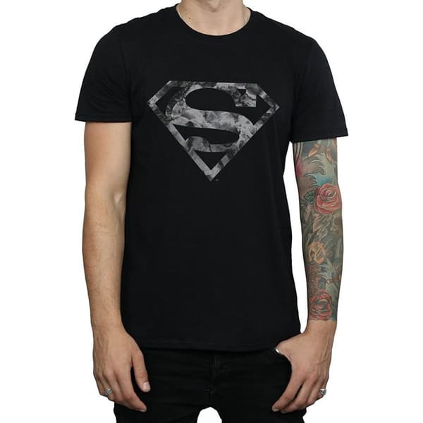 Superman Marble - T-shirt med logotyp i bomull för herrar
