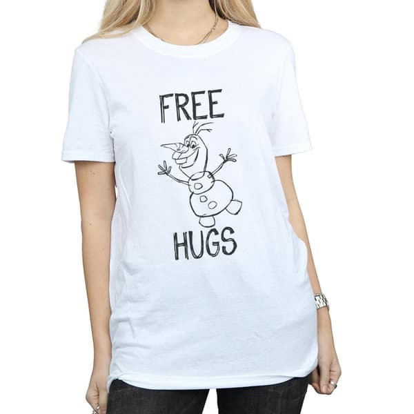 Frozen Womens/Ladies Free Hugs Olaf Cotton Boyfriend T-Shirt