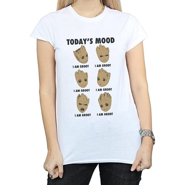 Guardians Of The Galaxy Womens/Ladies Today´s Mood Baby Groot Cotton Boyfriend T-Shirt