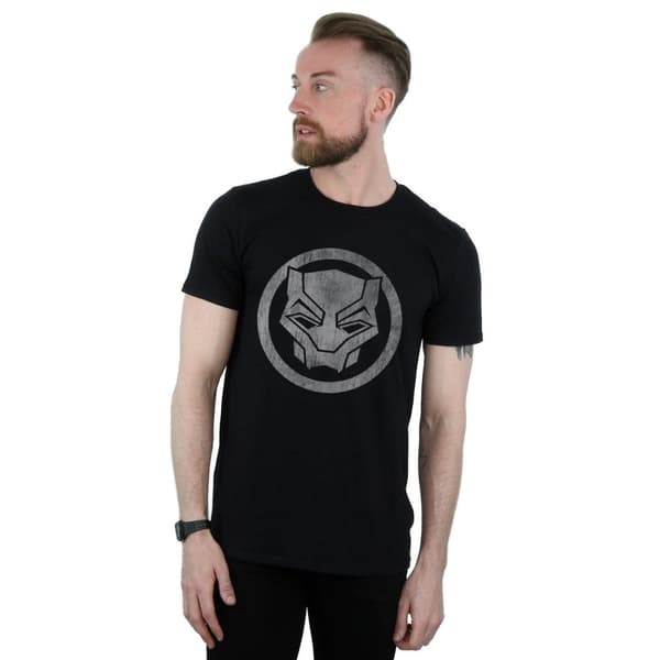 Black Panther T-shirt i bomull med nödställd logotyp för män