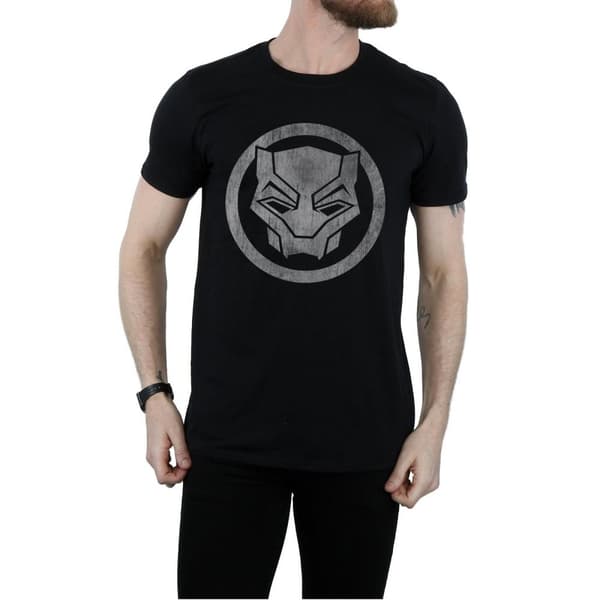 Black Panther T-shirt i bomull med nödställd logotyp för män