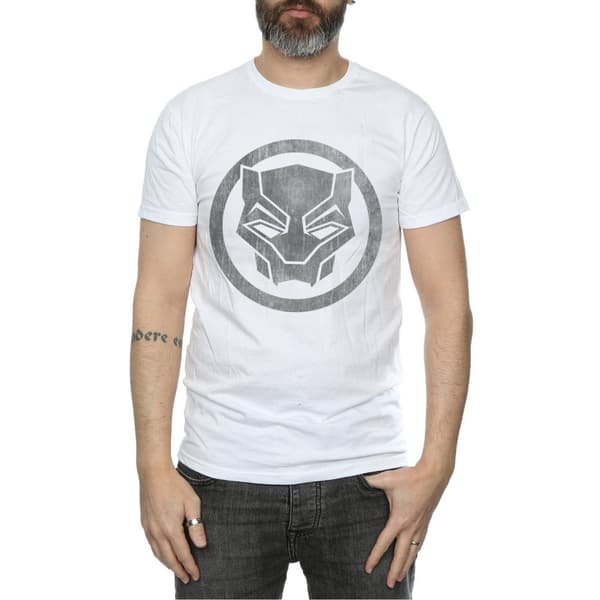 Black Panther T-shirt i bomull med nödställd logotyp för män