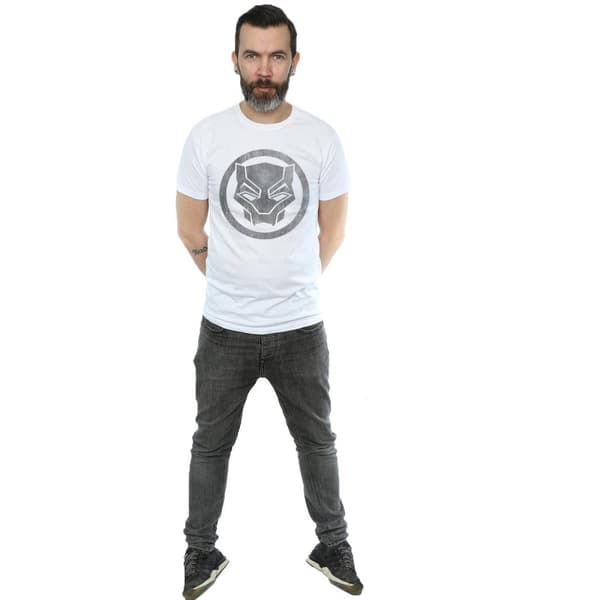 Black Panther T-shirt i bomull med nödställd logotyp för män