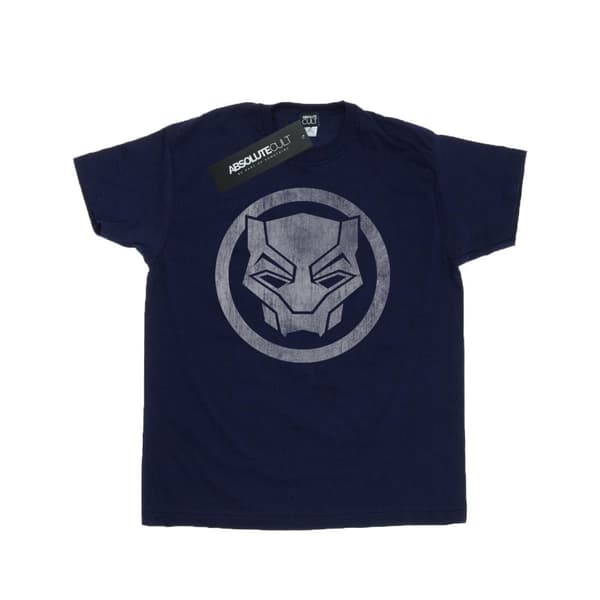 Black Panther T-shirt i bomull med nödställd logotyp för män