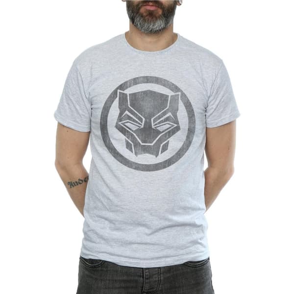 Black Panther T-shirt i bomull med nödställd logotyp för män