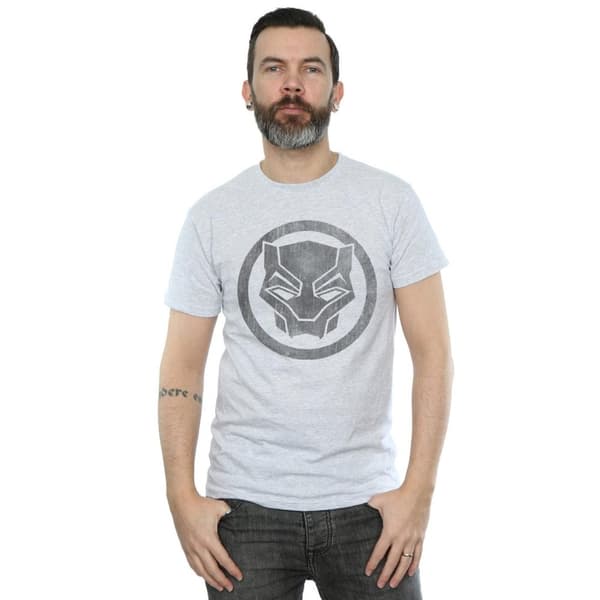 Black Panther T-shirt i bomull med nödställd logotyp för män