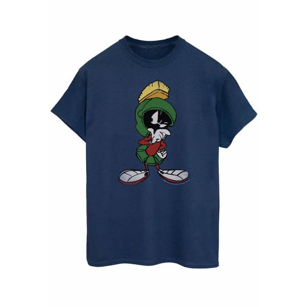 Looney Tunes Dam/Tjej Marvin The Martian Pose Boyfriend T-shirt i bomull Navy L