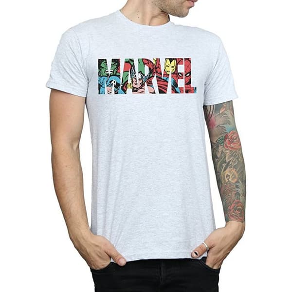 Marvel Mens Comics Infill Logo T-shirt