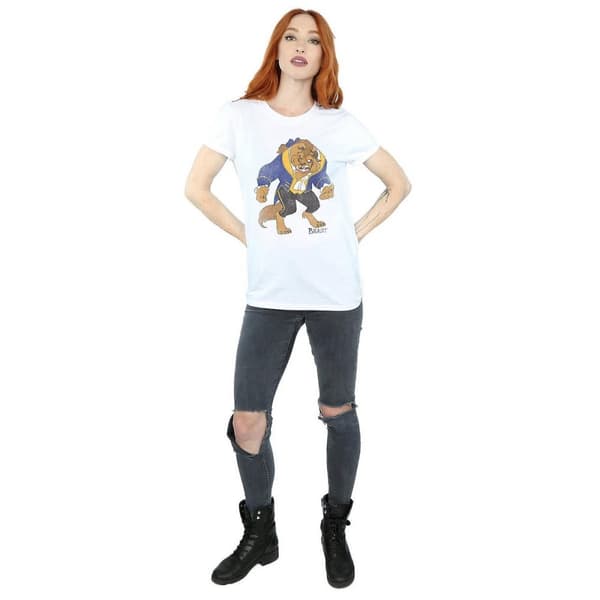 Beauty And The Beast Dam/Lady Boyfriend T-shirt i klassisk bomull