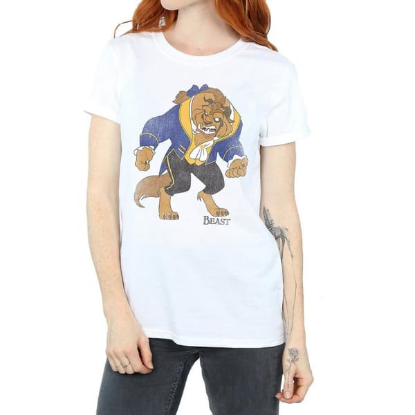 Beauty And The Beast Dam/Lady Boyfriend T-shirt i klassisk bomull