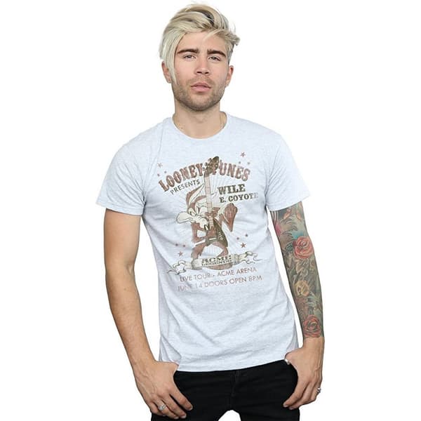 Looney Tunes Mens Wile E Coyote Guitar T-Shirt