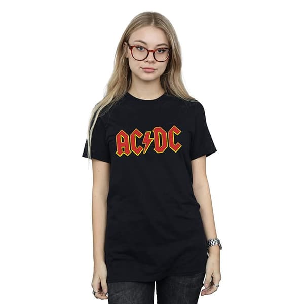 AC/DC T-shirt i bomull med logotyp för flickor