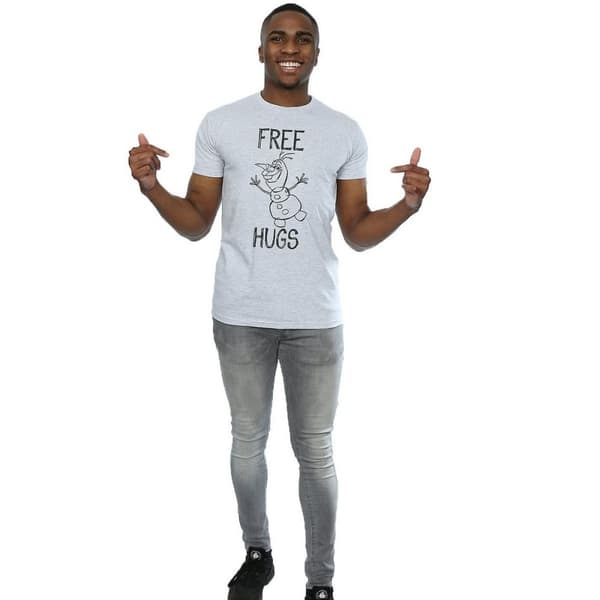 Frozen Mens Free Hugs Olaf Heather T-Shirt