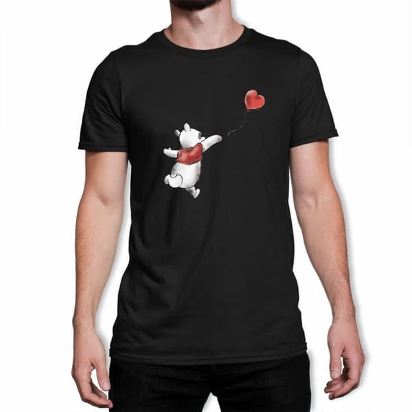 Winnie The Pooh Mens Balloon Cotton T-Shirt