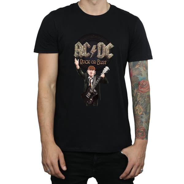 AC/DC Mens Rock Or Bust Angus Young Cotton T-Shirt