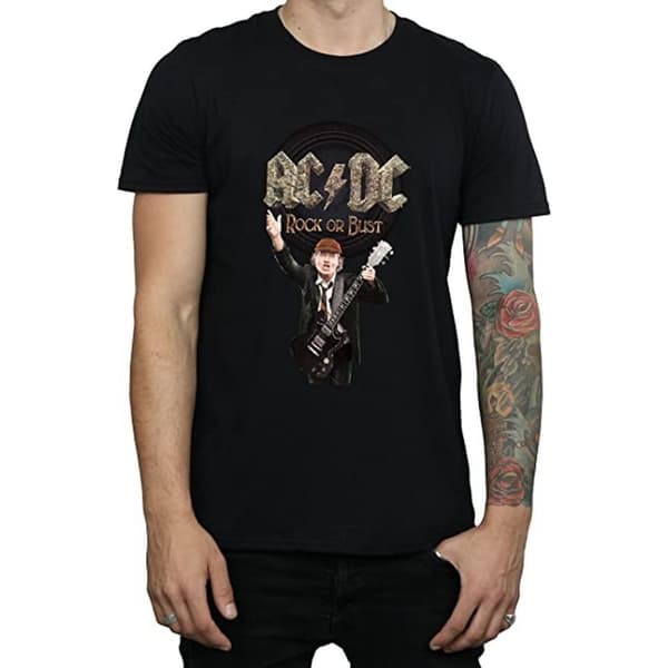 AC/DC Mens Rock Or Bust Angus Young Cotton T-Shirt