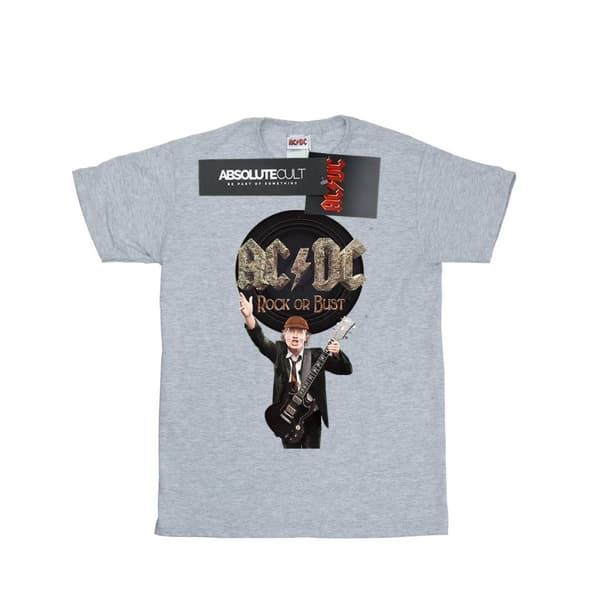 AC/DC Mens Rock Or Bust Angus Young Cotton T-Shirt Sports Grey XXL
