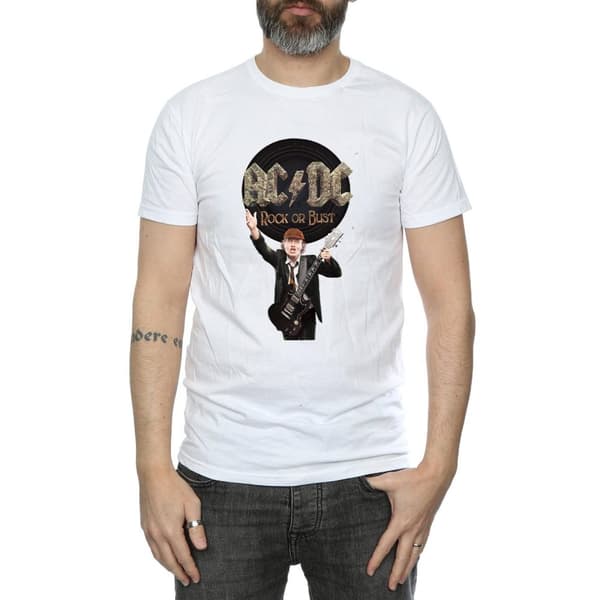 AC/DC Mens Rock Or Bust Angus Young Cotton T-Shirt