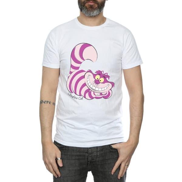 Alice In Wonderland T-shirt i bomull med Cheshirekatt för herrar