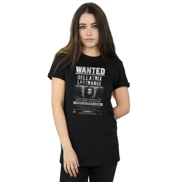 Harry Potter Womens/Ladies Bellatrix Lestrange Wanted Poster Cotton Boyfriend T-Shirt