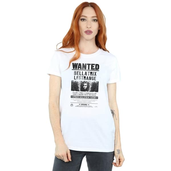 Harry Potter Womens/Ladies Bellatrix Lestrange Wanted Poster Cotton Boyfriend T-Shirt