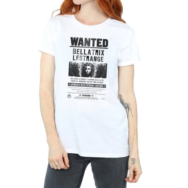 Harry Potter Womens/Ladies Bellatrix Lestrange Wanted Poster Cotton Boyfriend T-Shirt