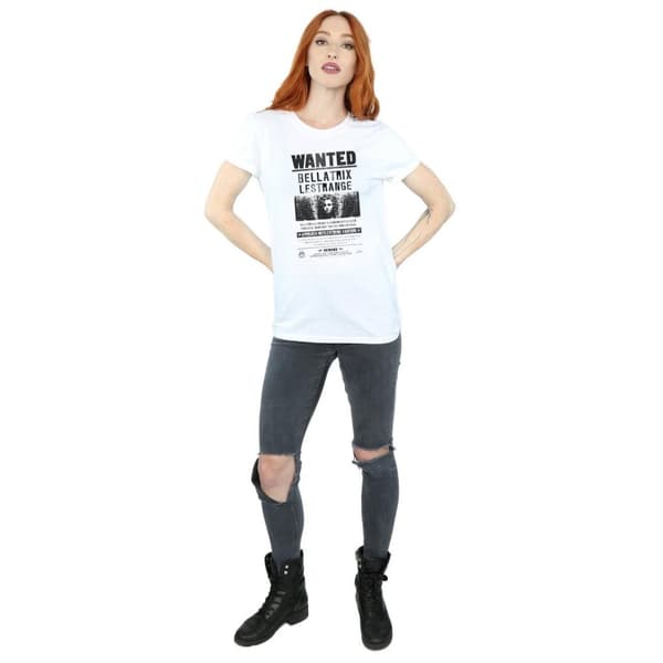 Harry Potter Womens/Ladies Bellatrix Lestrange Wanted Poster Cotton Boyfriend T-Shirt