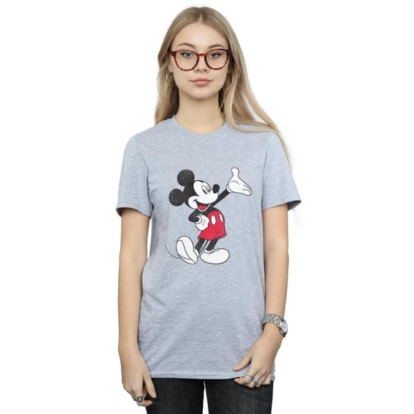 Disney Womens/Ladies Traditional Wave Mickey Mouse Boyfriend T-Shirt