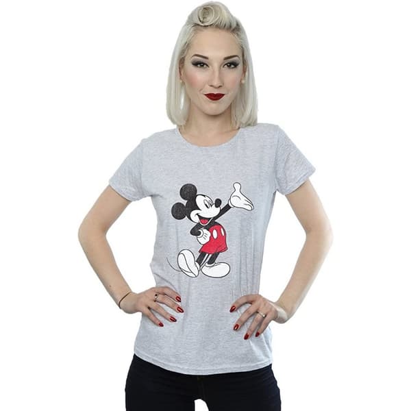 Disney Womens/Ladies Traditional Wave Mickey Mouse Boyfriend T-Shirt