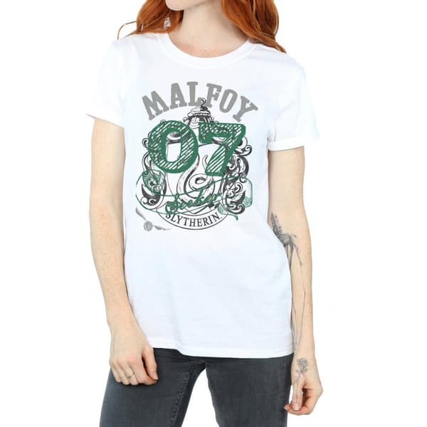 Harry Potter Dam/Tjej Seeker Draco Malfoy Boyfriend T-shirt i bomull