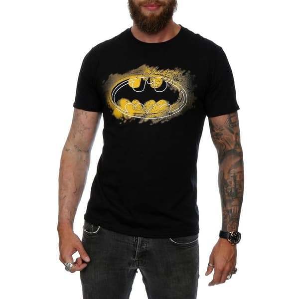 Batman Mens Spray Logo Cotton T-Shirt