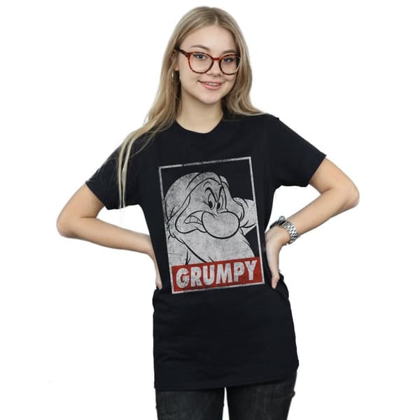 Snow White And The Seven Dwarfs Dam/Tjej - Grumpy Poster Boyfriend-t-shirt i bomull