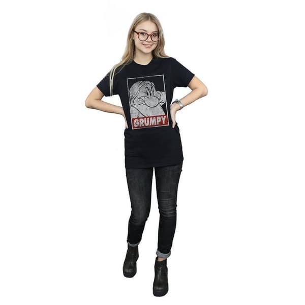 Snow White And The Seven Dwarfs Dam/Tjej - Grumpy Poster Boyfriend-t-shirt i bomull