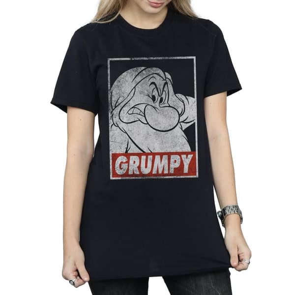 Snow White And The Seven Dwarfs Dam/Tjej - Grumpy Poster Boyfriend-t-shirt i bomull