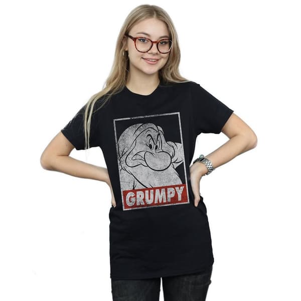 Snow White And The Seven Dwarfs Dam/Tjej - Grumpy Poster Boyfriend-t-shirt i bomull