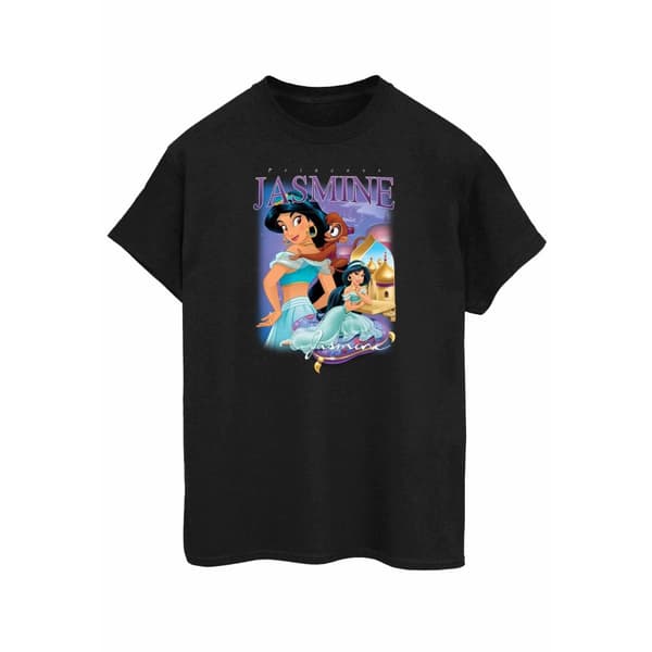 Aladdin Womens/Ladies Jasmine Montage Cotton Boyfriend T-Shirt Black L