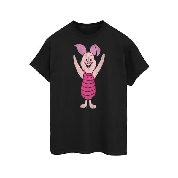 Winnie the Pooh Dam/kvinn Piglet Boyfriend T-shirt i bomull Black M