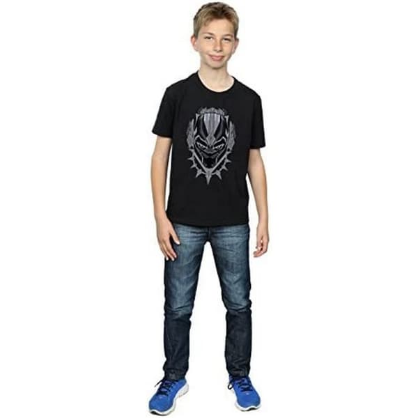 Black Panther Boys Head Cotton T-Shirt