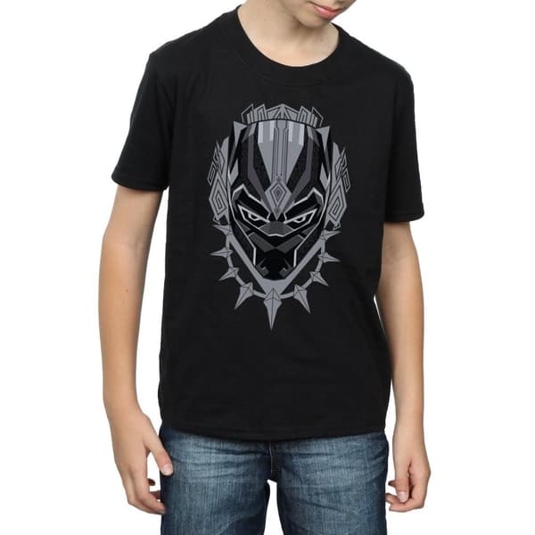 Black Panther Boys Head Cotton T-Shirt