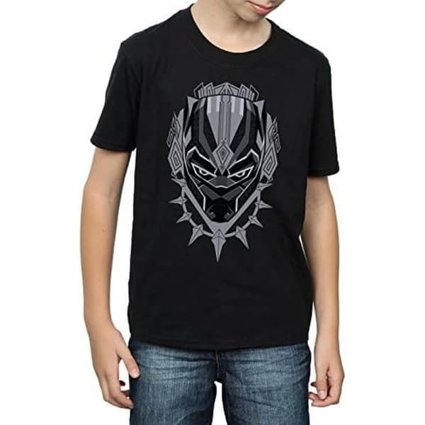 Black Panther Boys Head Cotton T-Shirt
